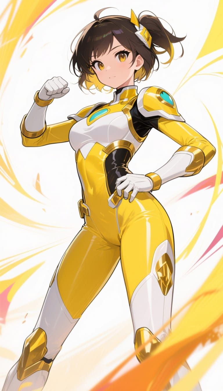 Yellow Ranger in Anime-Inspired Spandex Armor