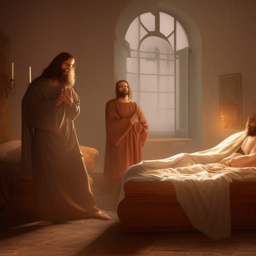 Jesus Christ Comforts a Sick Man: Matte Painting