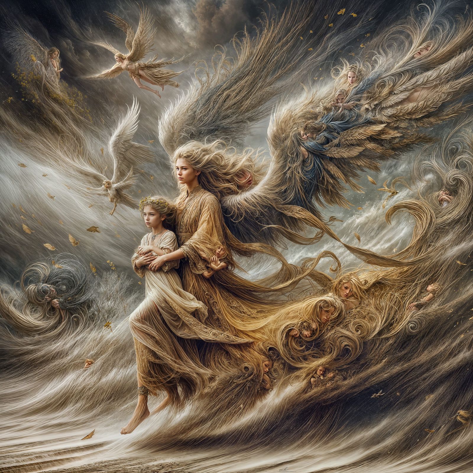 Angel Protects Child From Storm in Digital Matte Painting