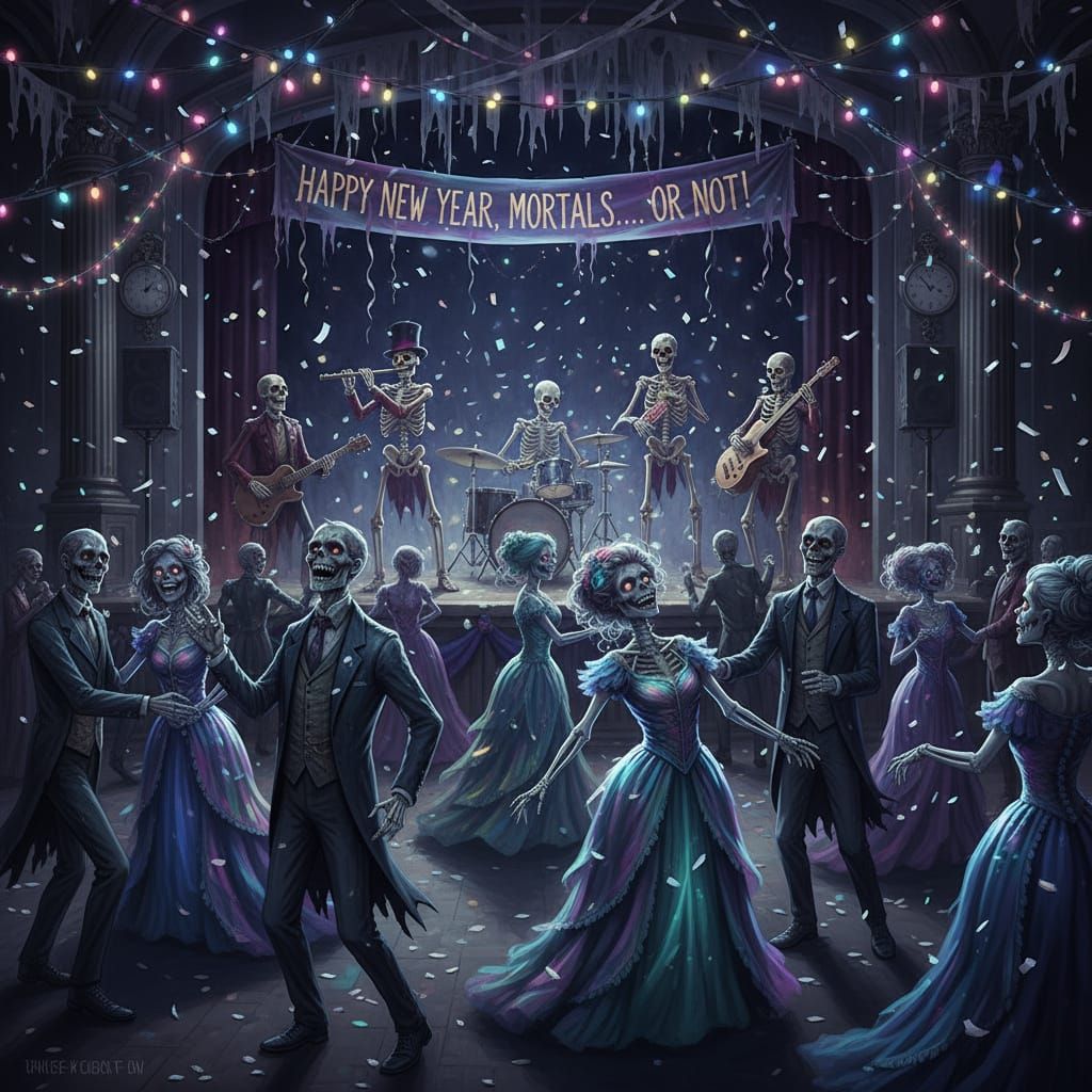 Undead Guests Celebrate New Year's Eve Dance Party