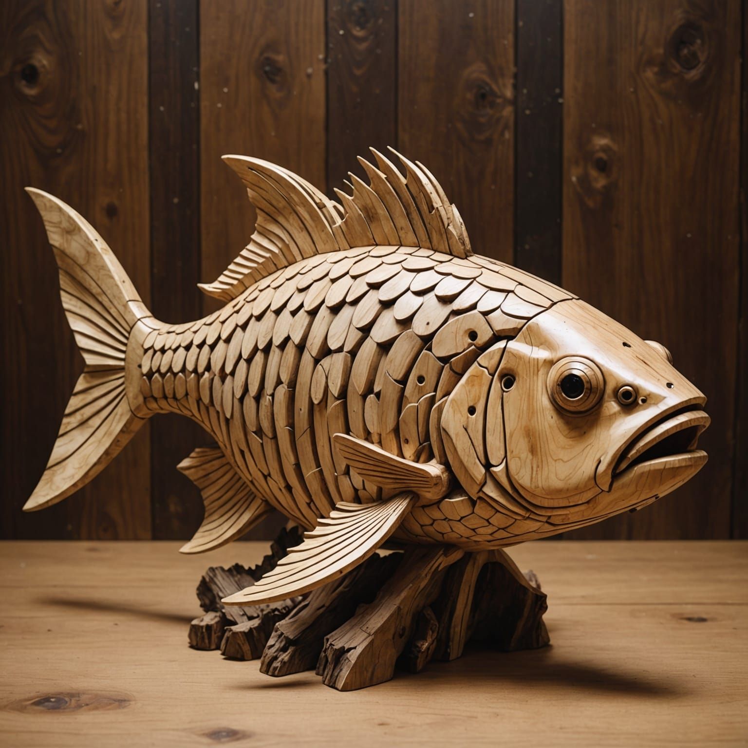 Wooden Fish Sculpture
