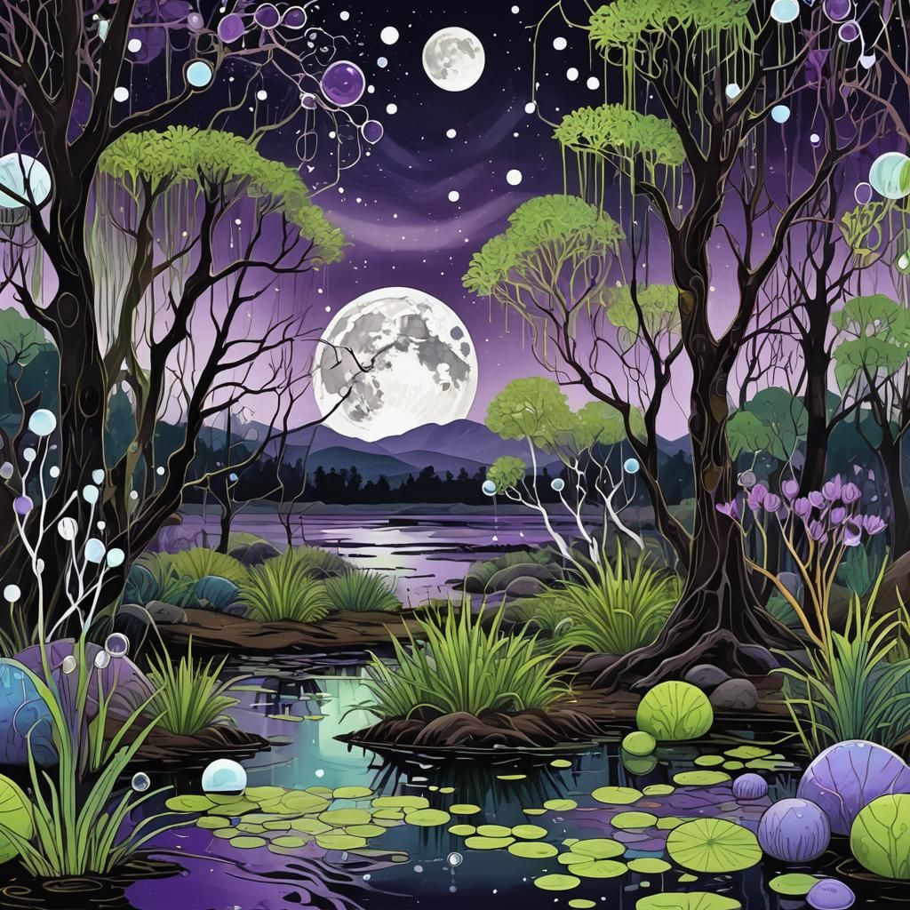 Neon Swamp Dance: A Kintsugi-Inspired Retrofuturist Vision