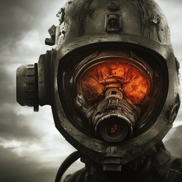 Dark Fantasy Mutant Soldier Portrait with Glowing HUD