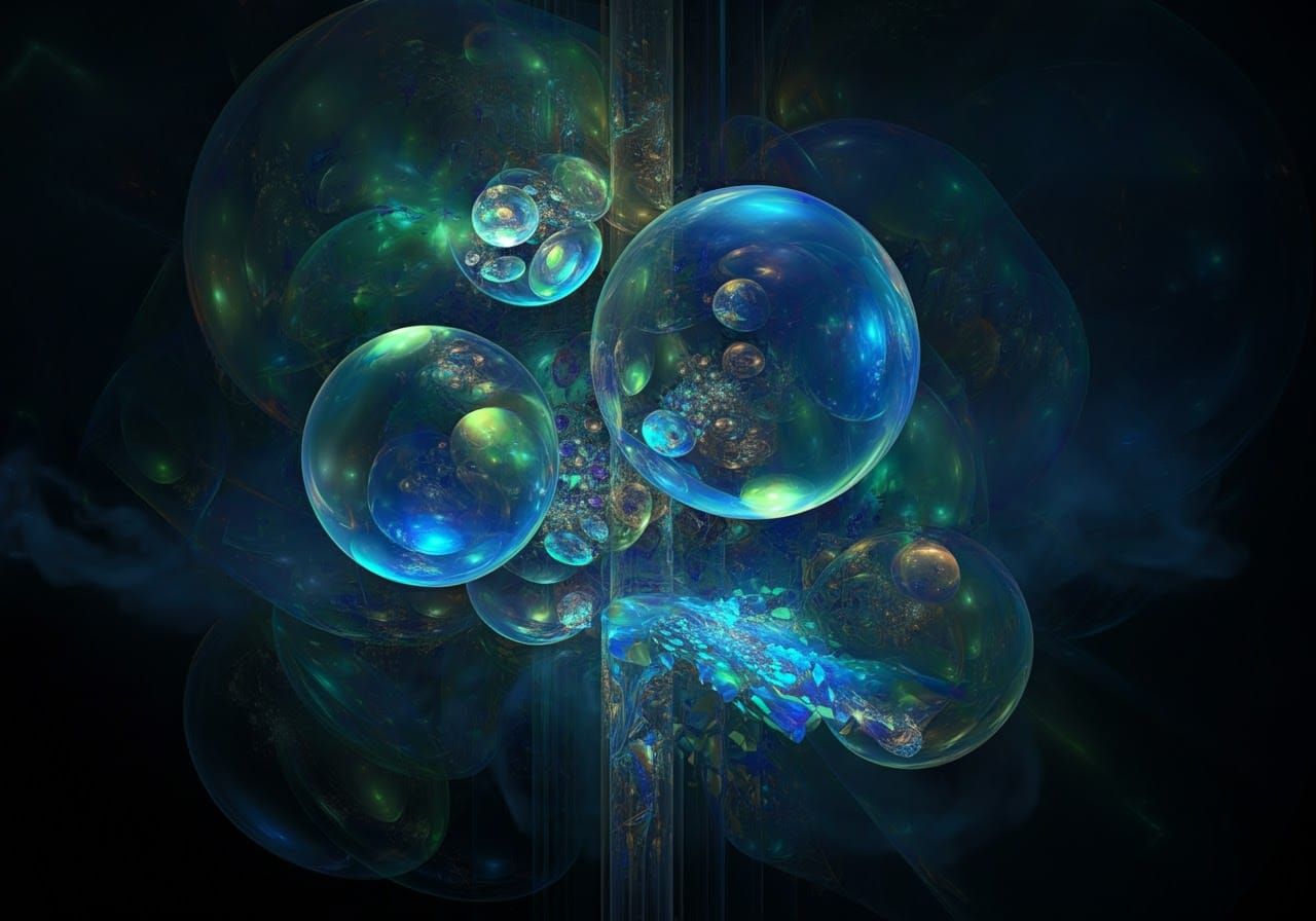 Iridescent Orbs in Celestial Colors, Dimensional Geometry