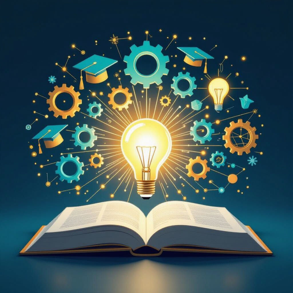 Microlearning Platform Concept with Radiant Open Book and Ge...