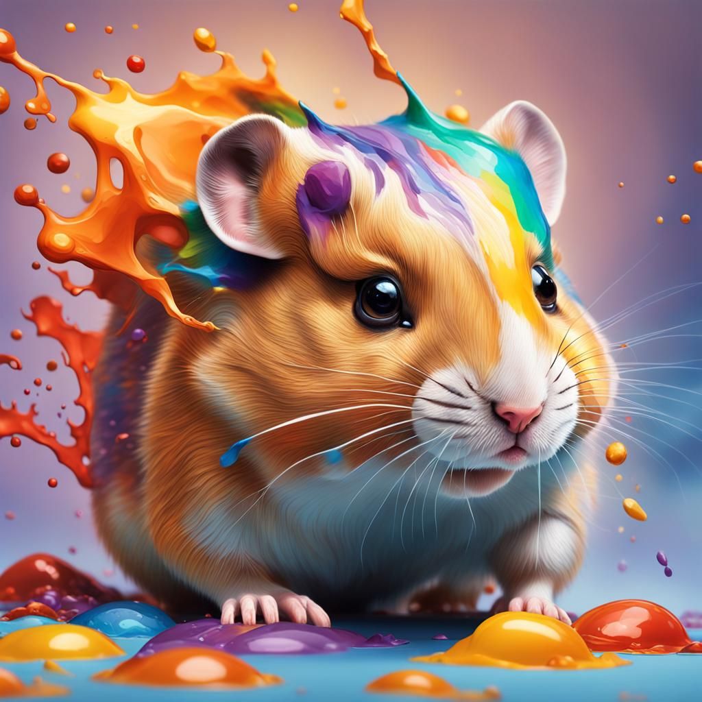 Hyperrealistic Hamster Splash Art: Detailed Concept