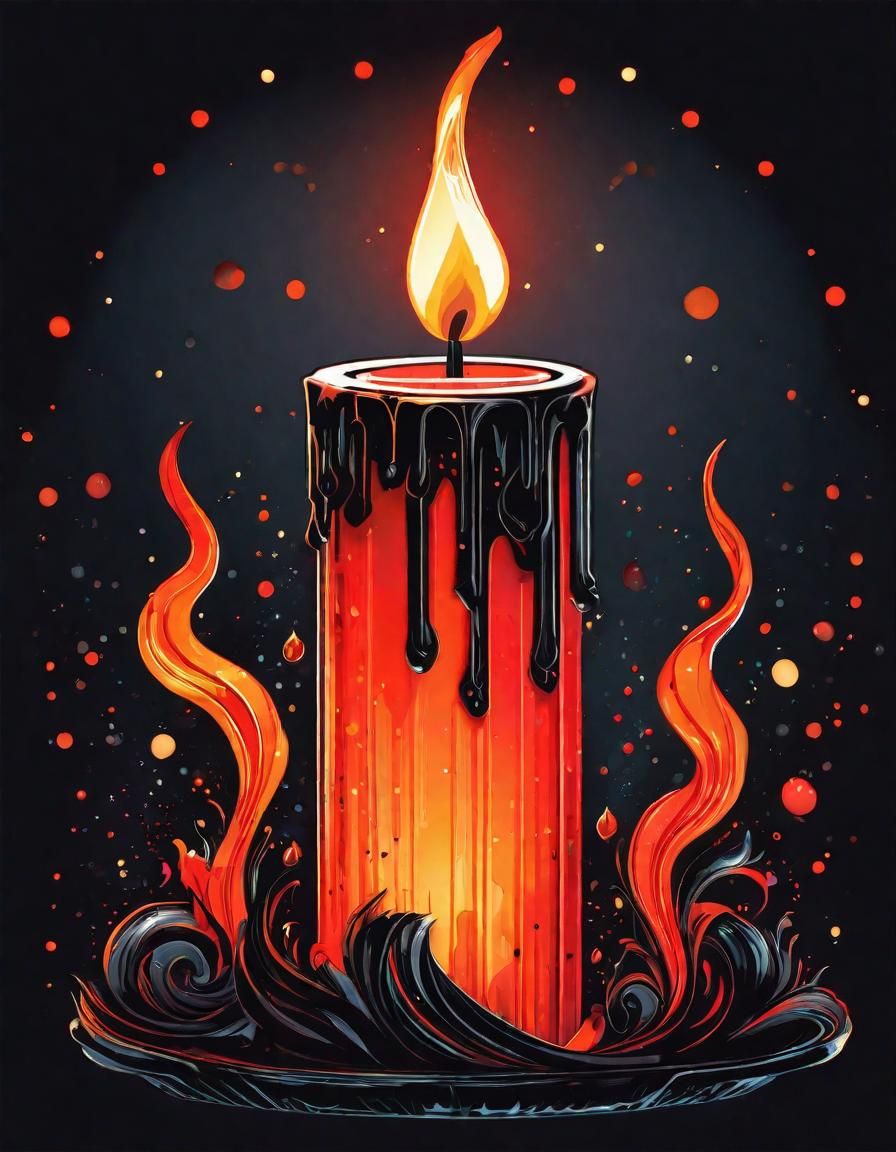 Magical Candle in Dark Goth Emo Punk Style
