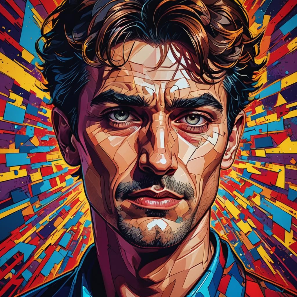 Pop Art Portrait: Confident Man in Bold Colors