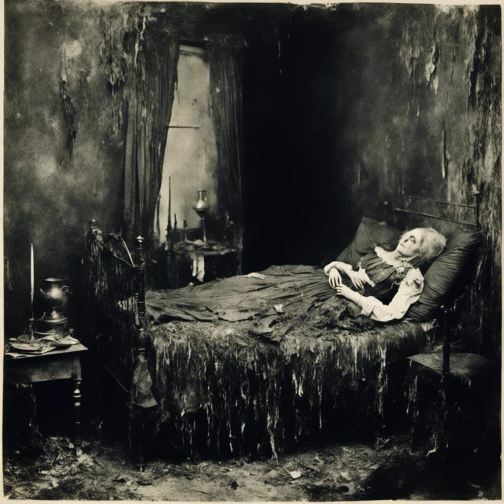 Dreamer Asleep in Desolate Plain, Linocut Scratch Art