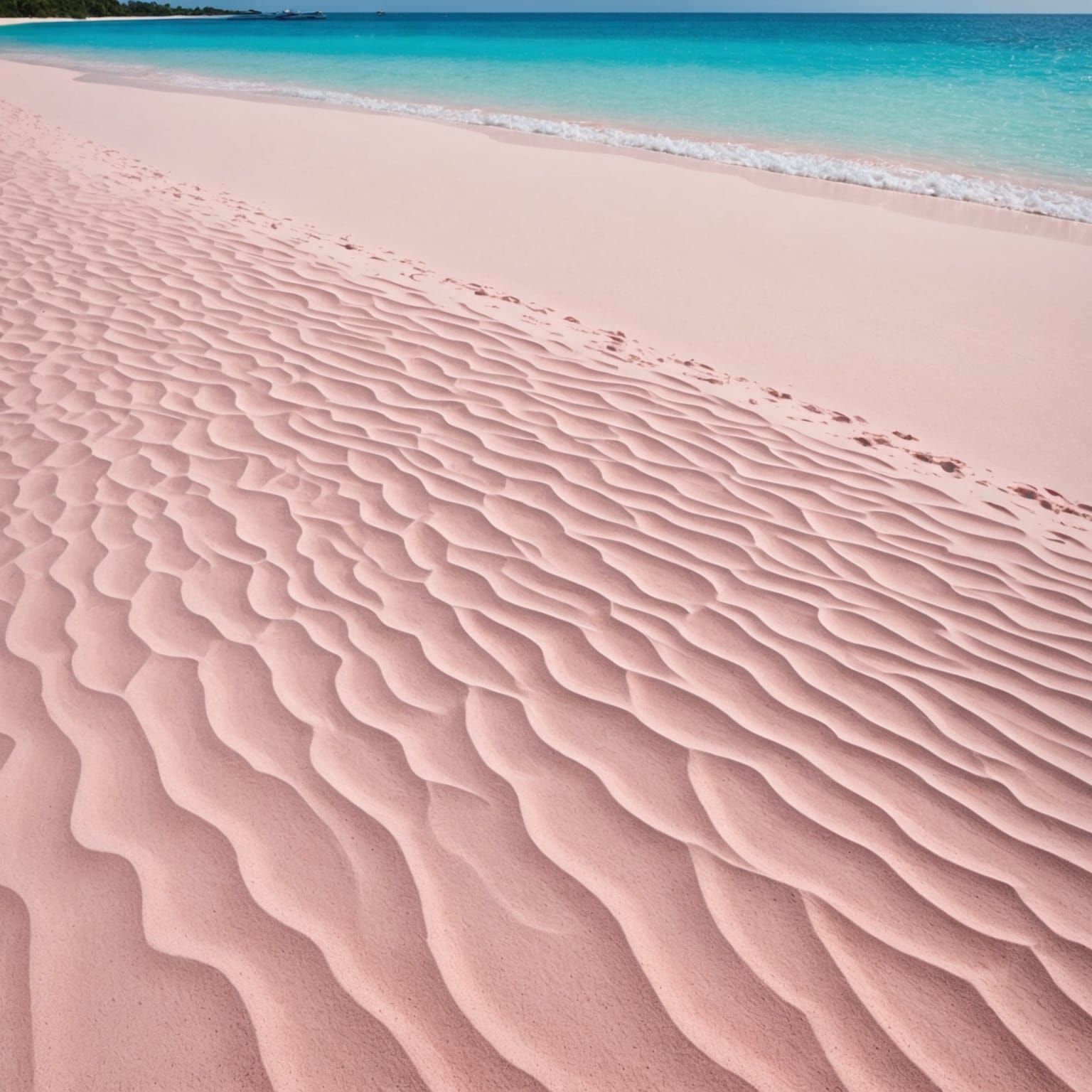 Surreal Tropical Oasis on Pale Pink Sands