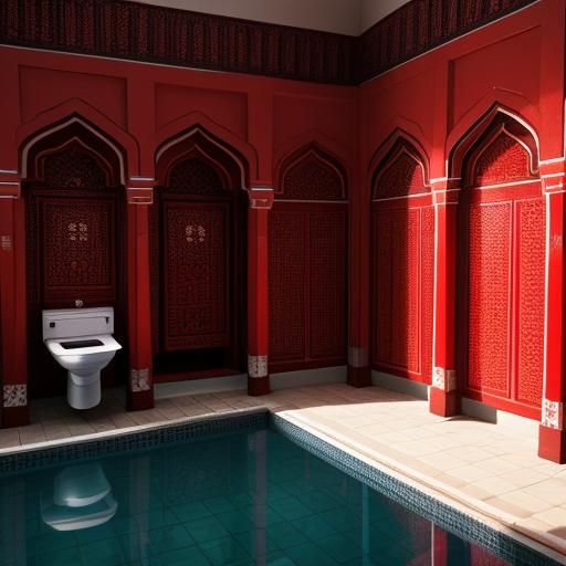 Elegant Red Toilet in Professional Photography Style