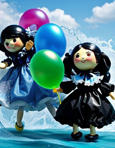 Water Balloon Splash: Dolls in Cinematic Summer