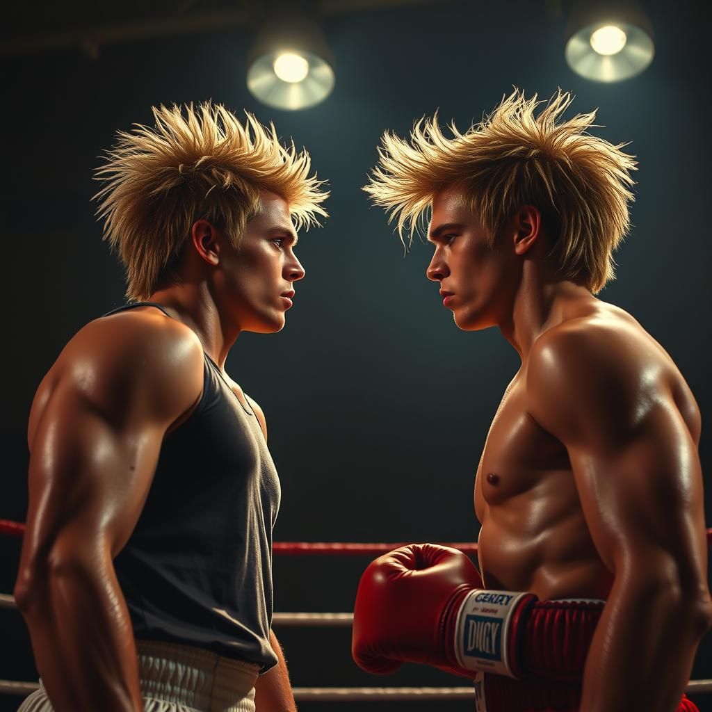 1980s Boxers Sparring in Neo-Expressionist Style