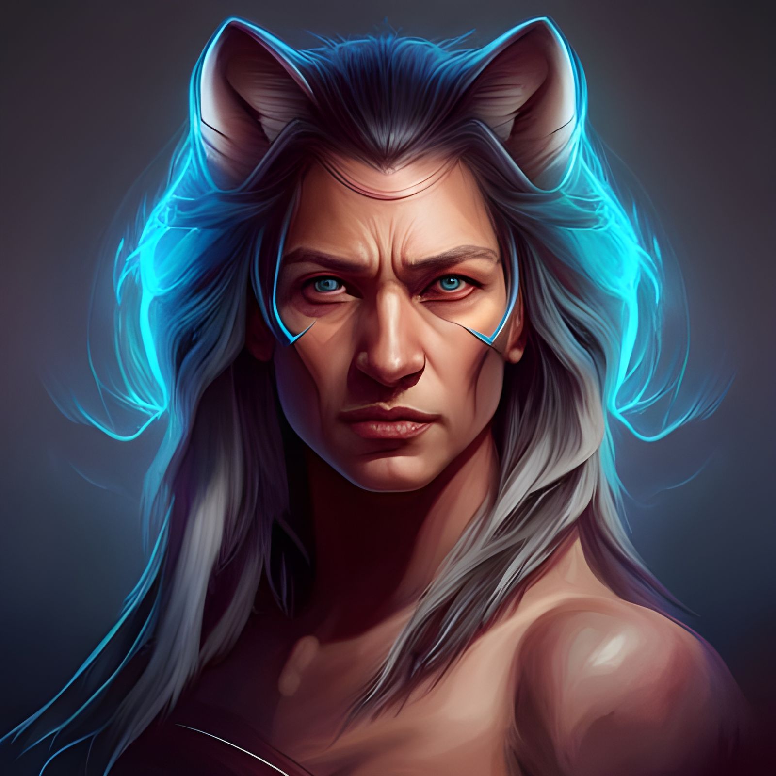 Native American Wolf Portrait in Hyperdetailed Style