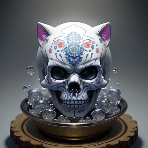 Maneki Neko Sugar Skull Skeleton: 8K Art