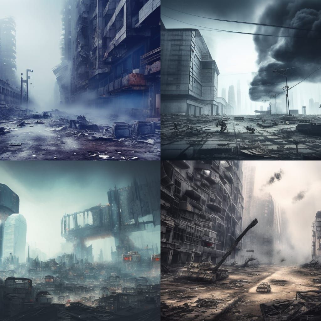 Cyberpunk City Ruins in Atomic Winter