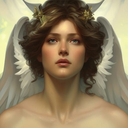 Archangel Haniel Portrait in Hyperdetailed Style