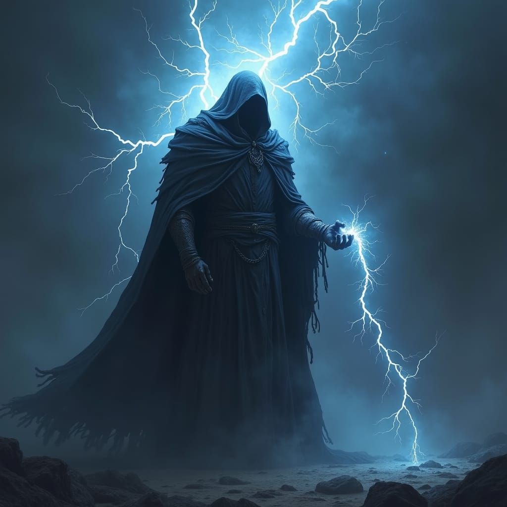 Ominous Dark Mage Wreathed in Lightning
