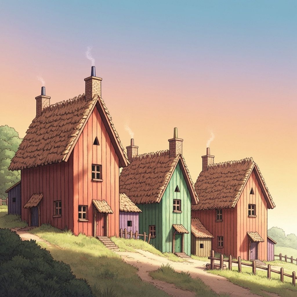 Whimsical Fishing Village Made of Pencils