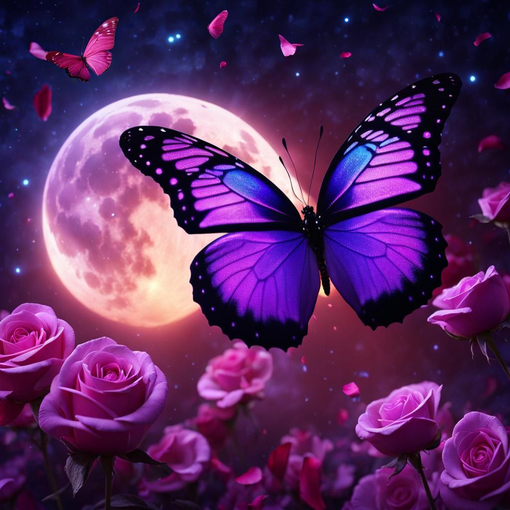 Fantastical Purple Butterfly in Space Concept Art