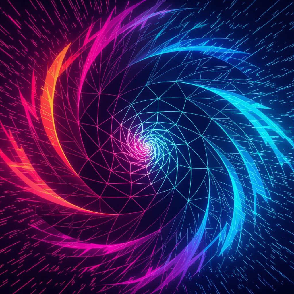 Neon Digital Vortex Reflecting Brain Rot Concept