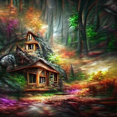 House in the Woods: 8K Resolution Artwork