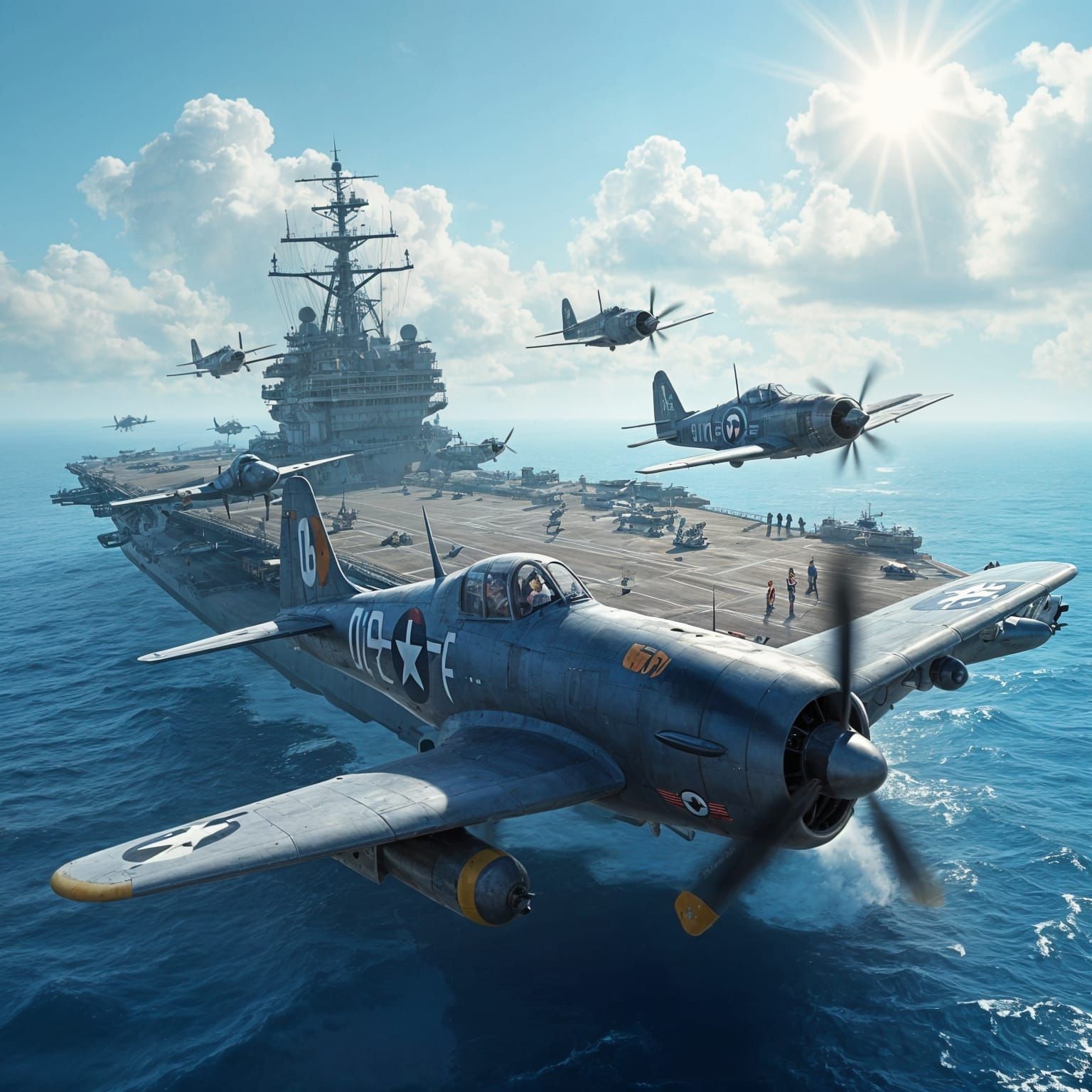 Squadron of Fighter Planes Soar Over Historic Aircraft Carri...