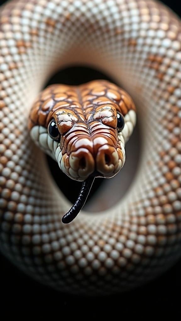 Hyperrealistic Pearl Beaded Snake Macro Photography