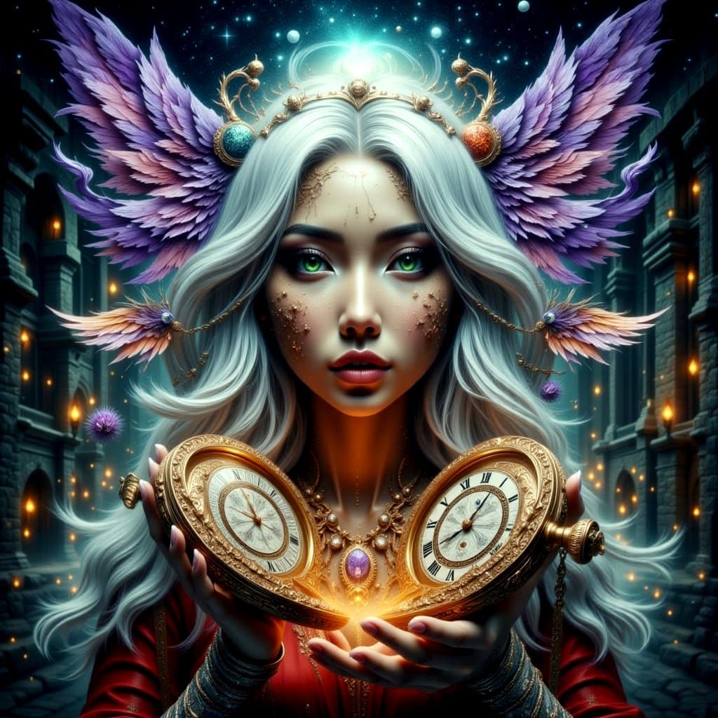 "Celestial Timekeeper: The Wings of Eternity"