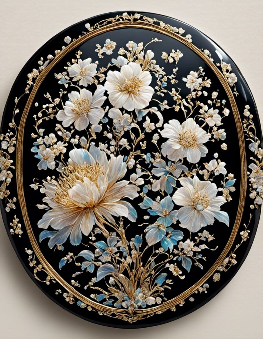 Black Lacquer Mother-of-Pearl Inlay Artwork