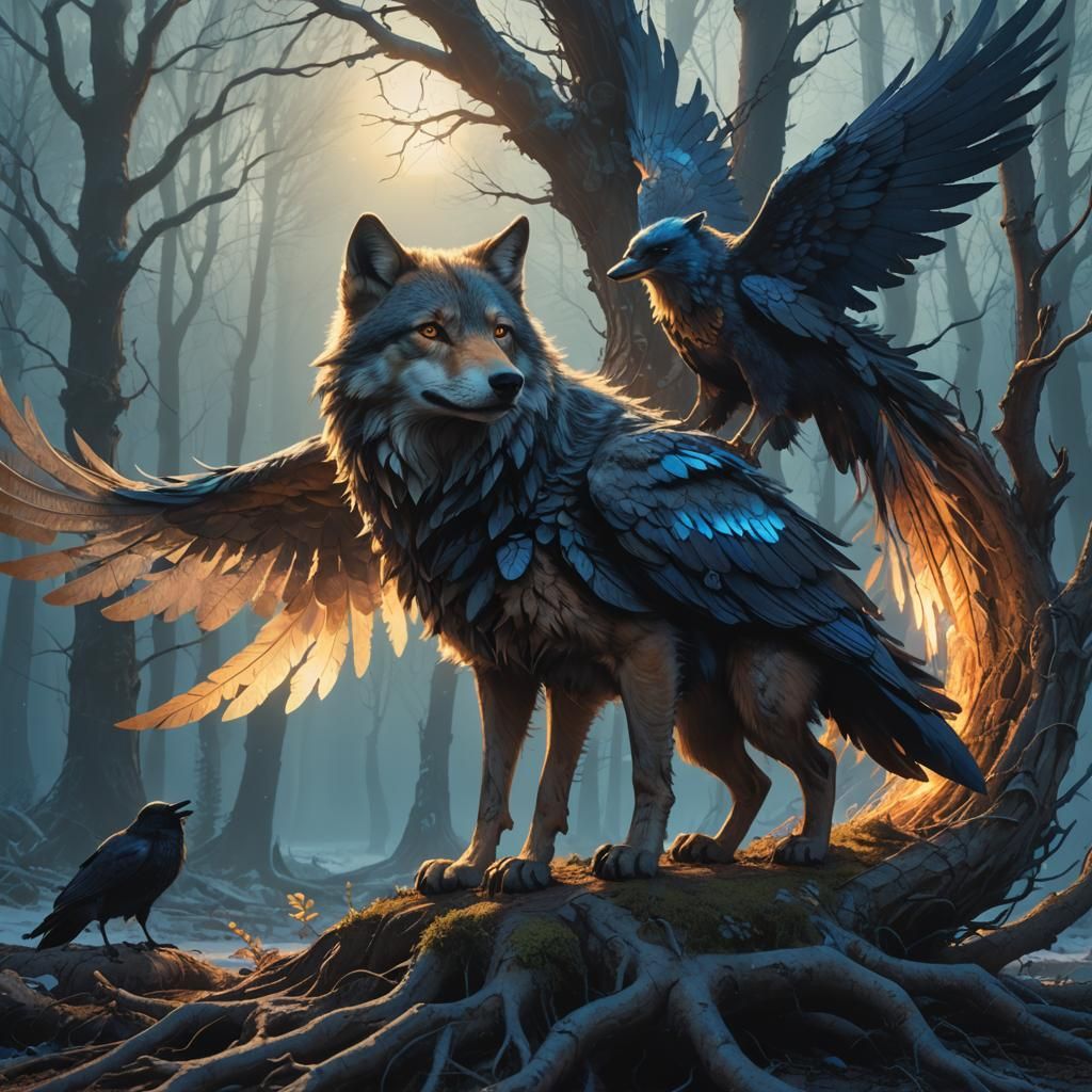 Wolf-Fox-Raven Hybrid on Mystic Root System