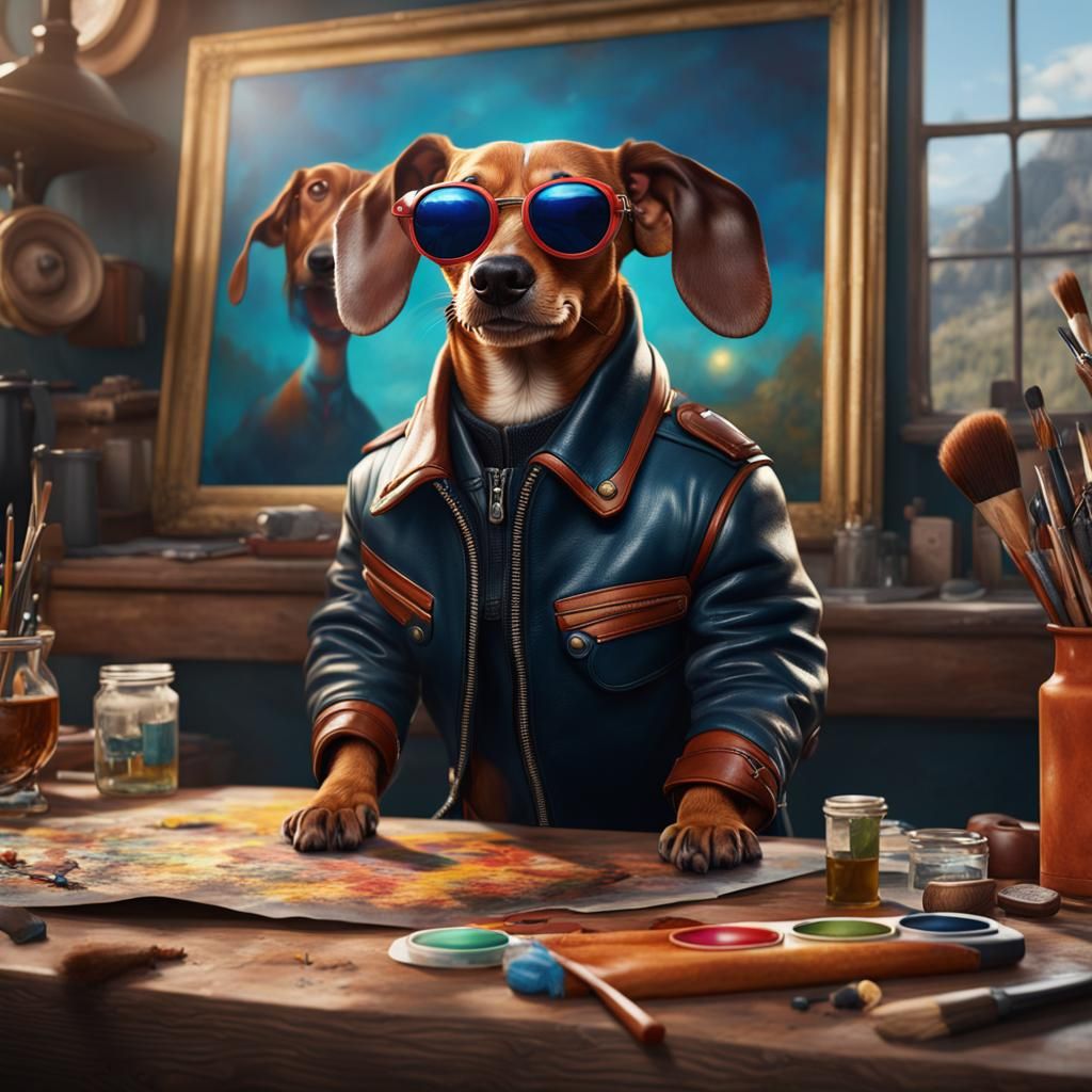 French Artist Paints Weiner Dog Portrait