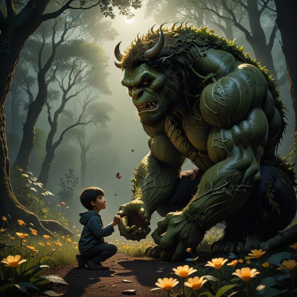 Gentle Monster Offering Flower to Child