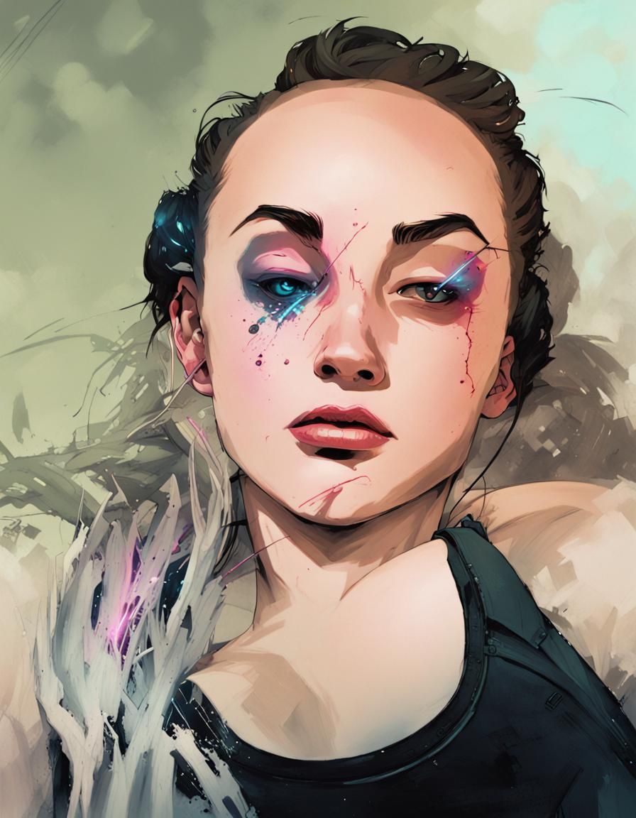 Cyberpunk Neon Night Comic Book Art