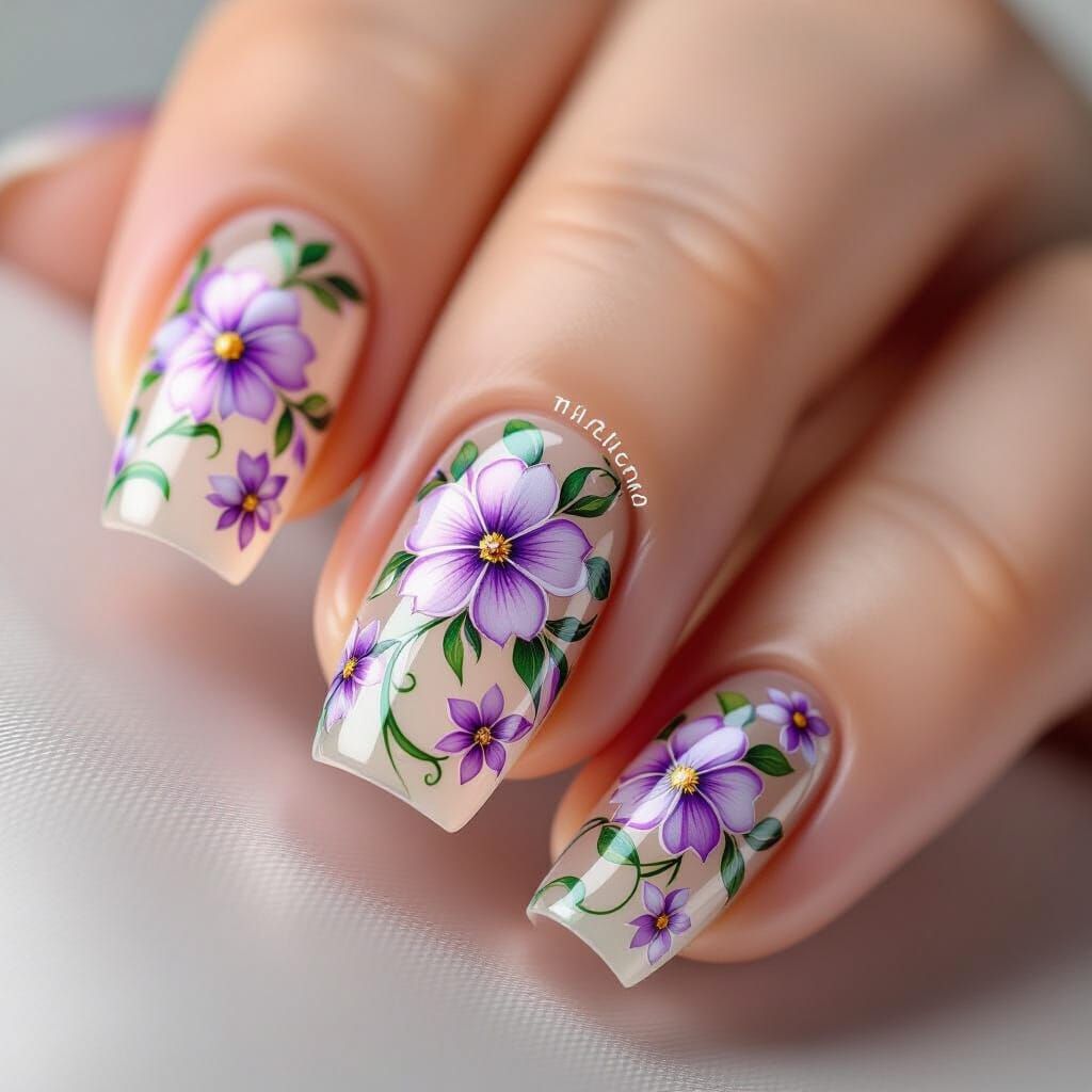 Hyperrealistic Floral Nail Art in Jewel Tones