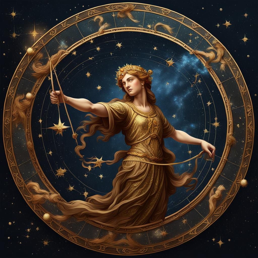 Virgo Zodiac Sign in Old Masters Style