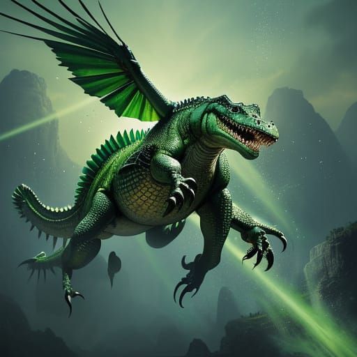 Flying Crocodile in Splash Art Style