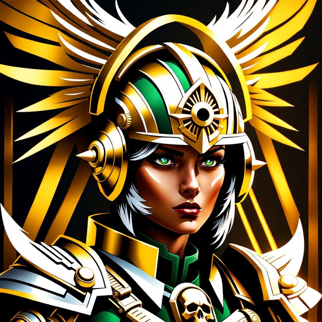 Futuristic Female Warrior in Warhammer 40k Style