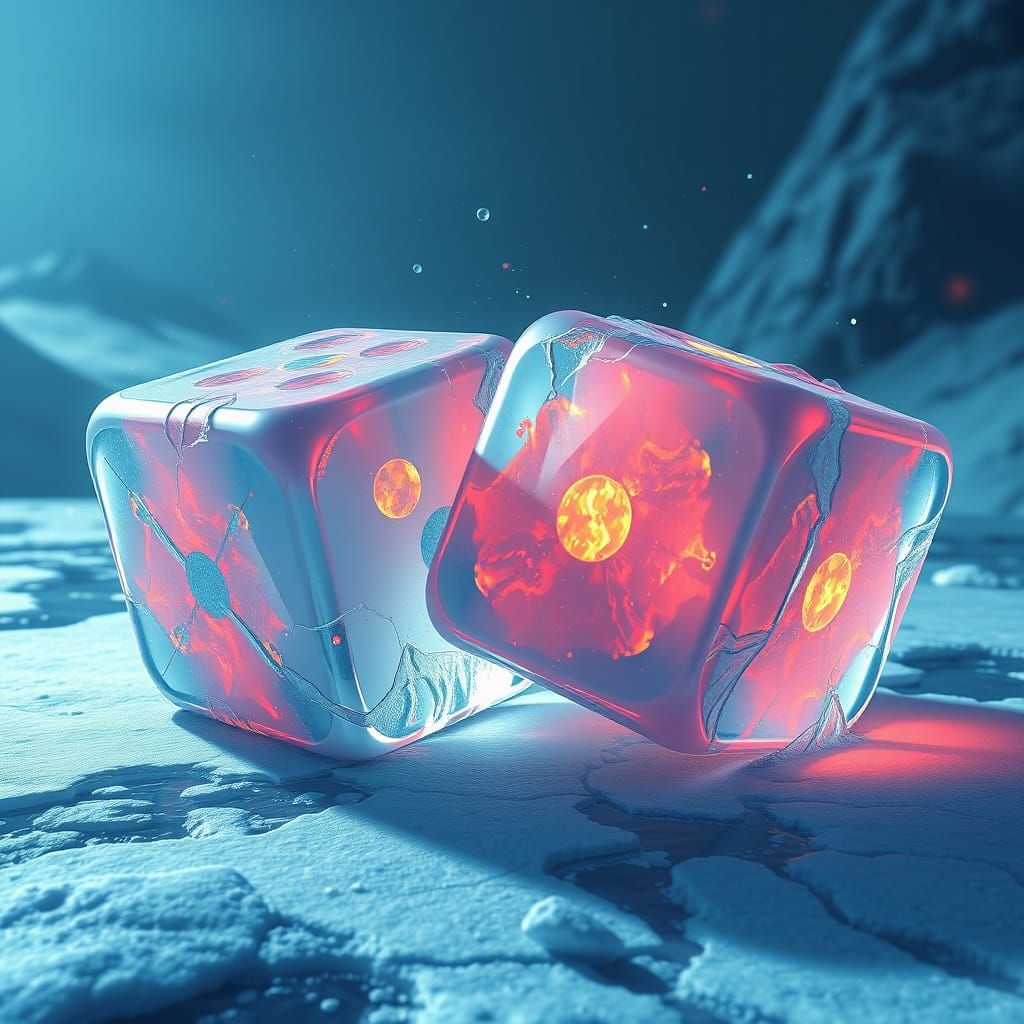 Surreal Ice Dice in Deep Fantasy Color Palette