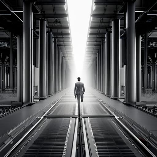 Futuristic Sci-Fi World Where Humans Interact with Machines