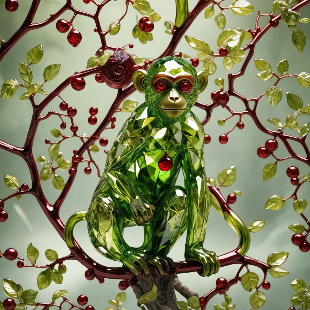 Glass Monkey Sculpture with Venetian Designs