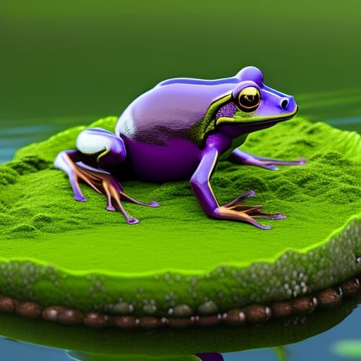Purple Frog on Lily Pad: Hyperdetailed Concept Art
