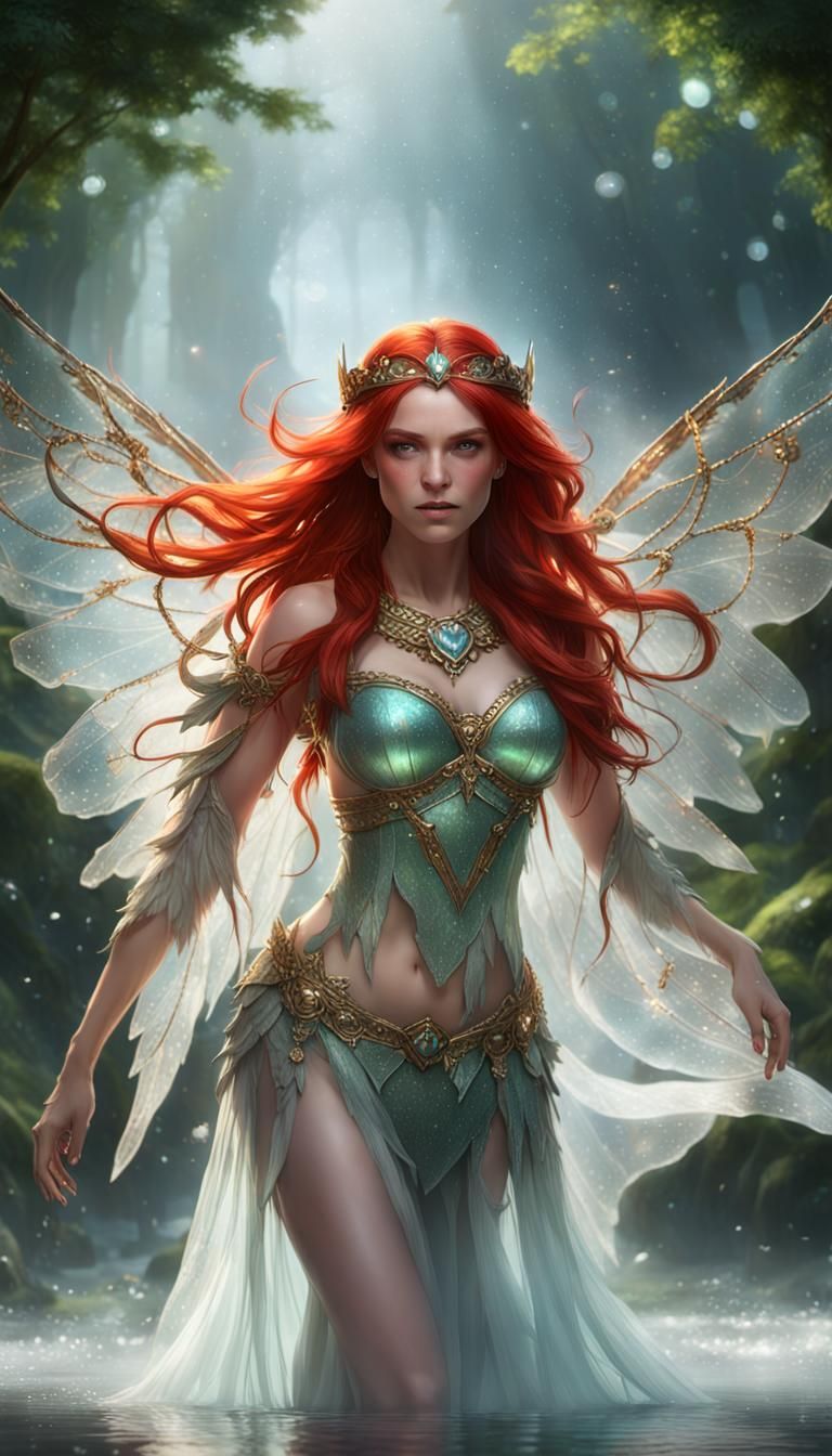 Fae with Magical Crown in Hyperdetailed Fantasy Style