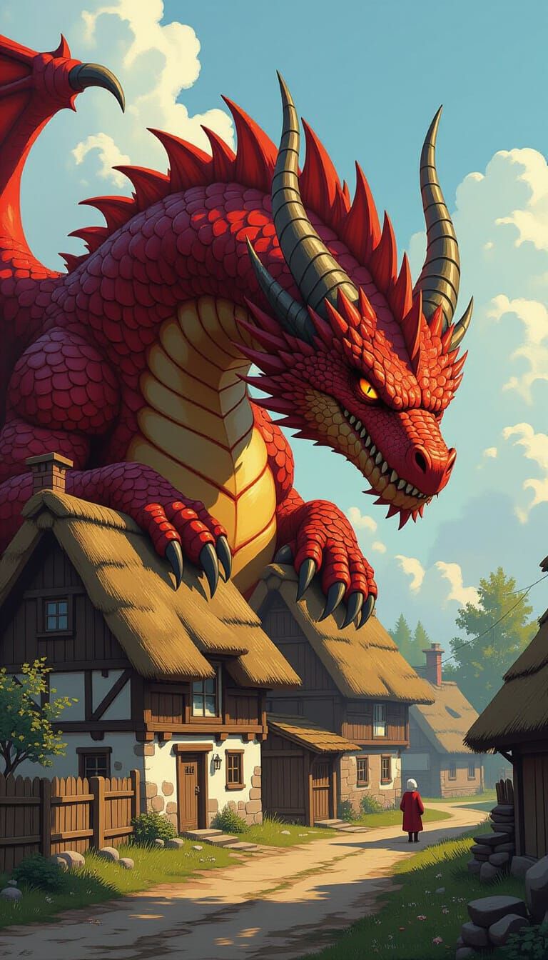 Gentle Dragon Guardian in Digital Painting Style