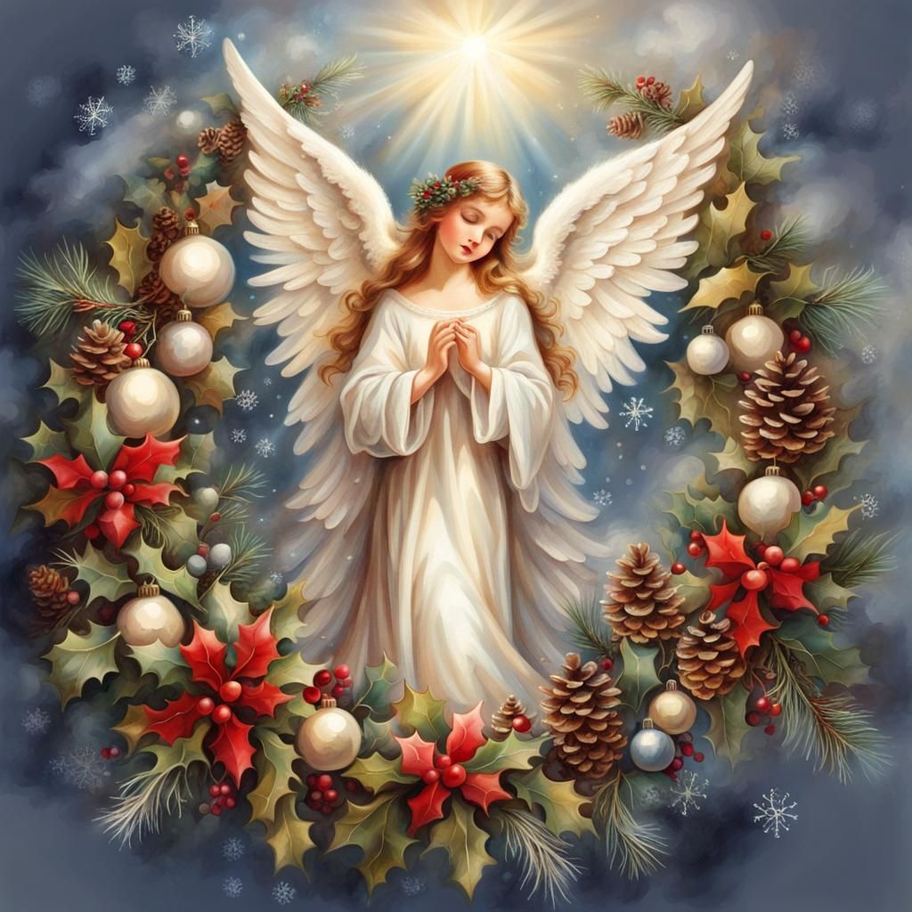 Elegant Vintage Christmas Angel in Heavenly Setting