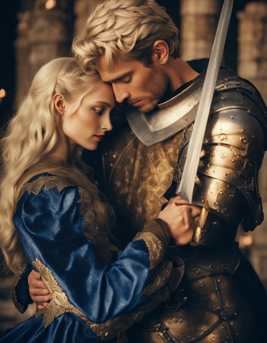 Medieval Knight and Lady's Tender Embrace