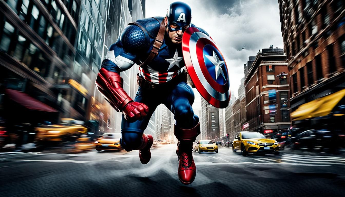 Captain America and Venom Hybrid in City