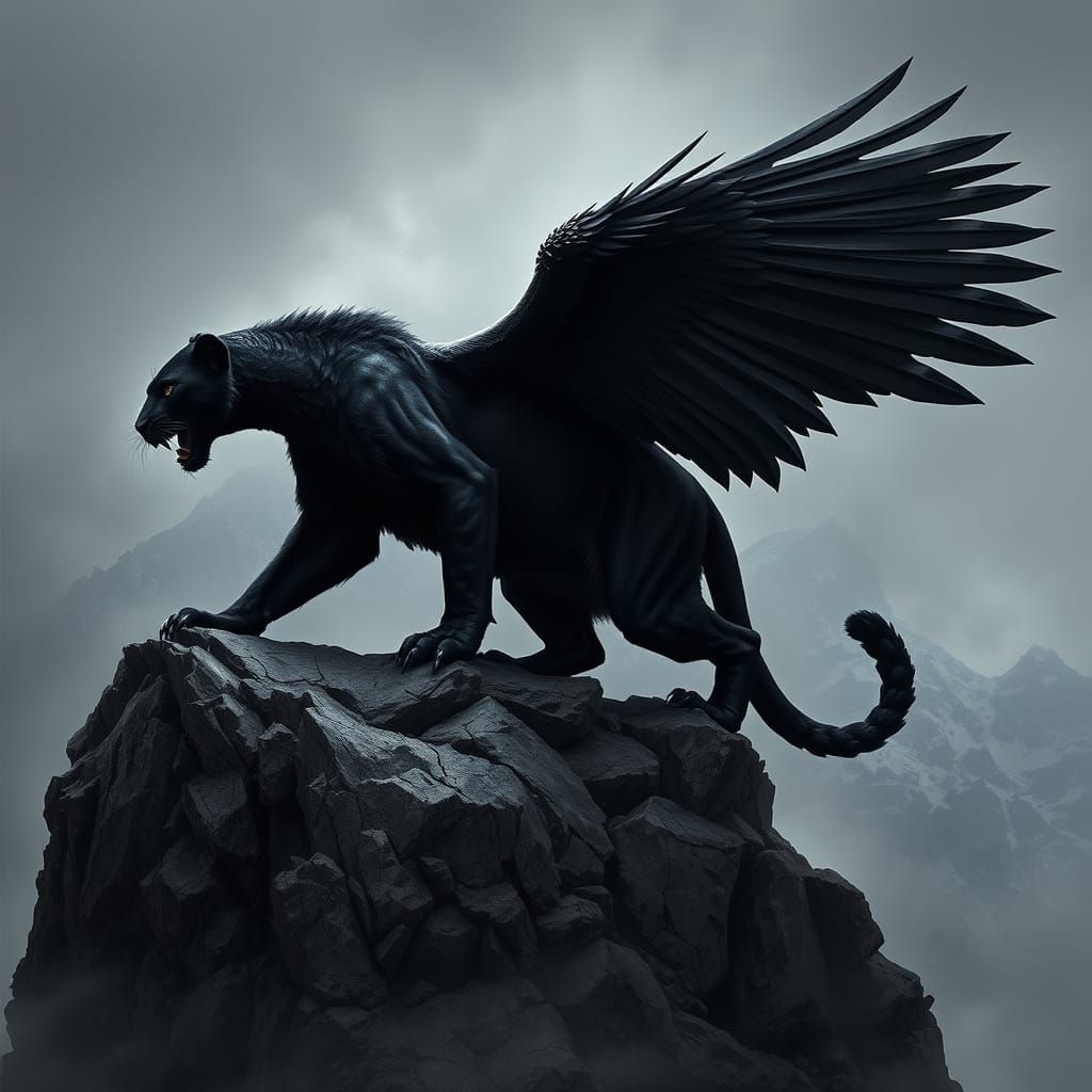 Cyberpunk Panther in Grimdark Mountain Lair