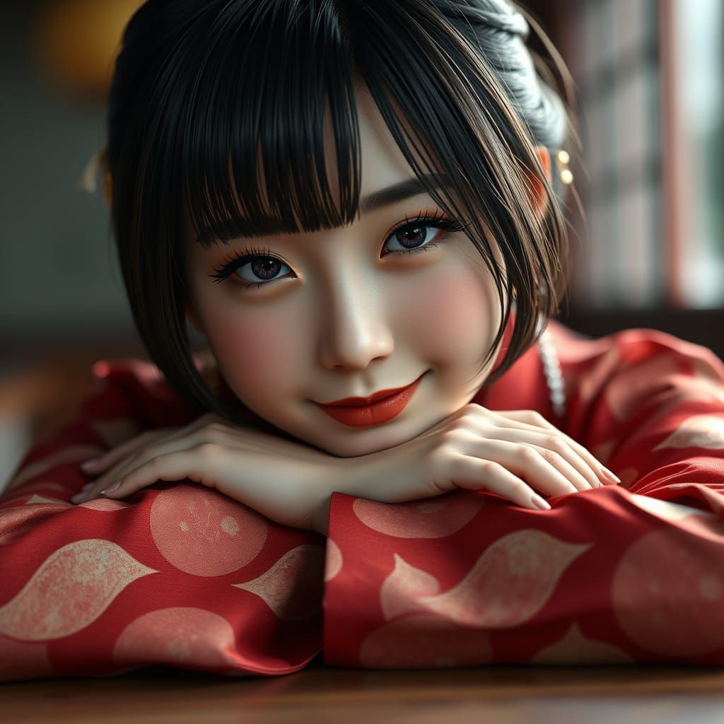Traditional Japanese Beauty in Elegant Repose