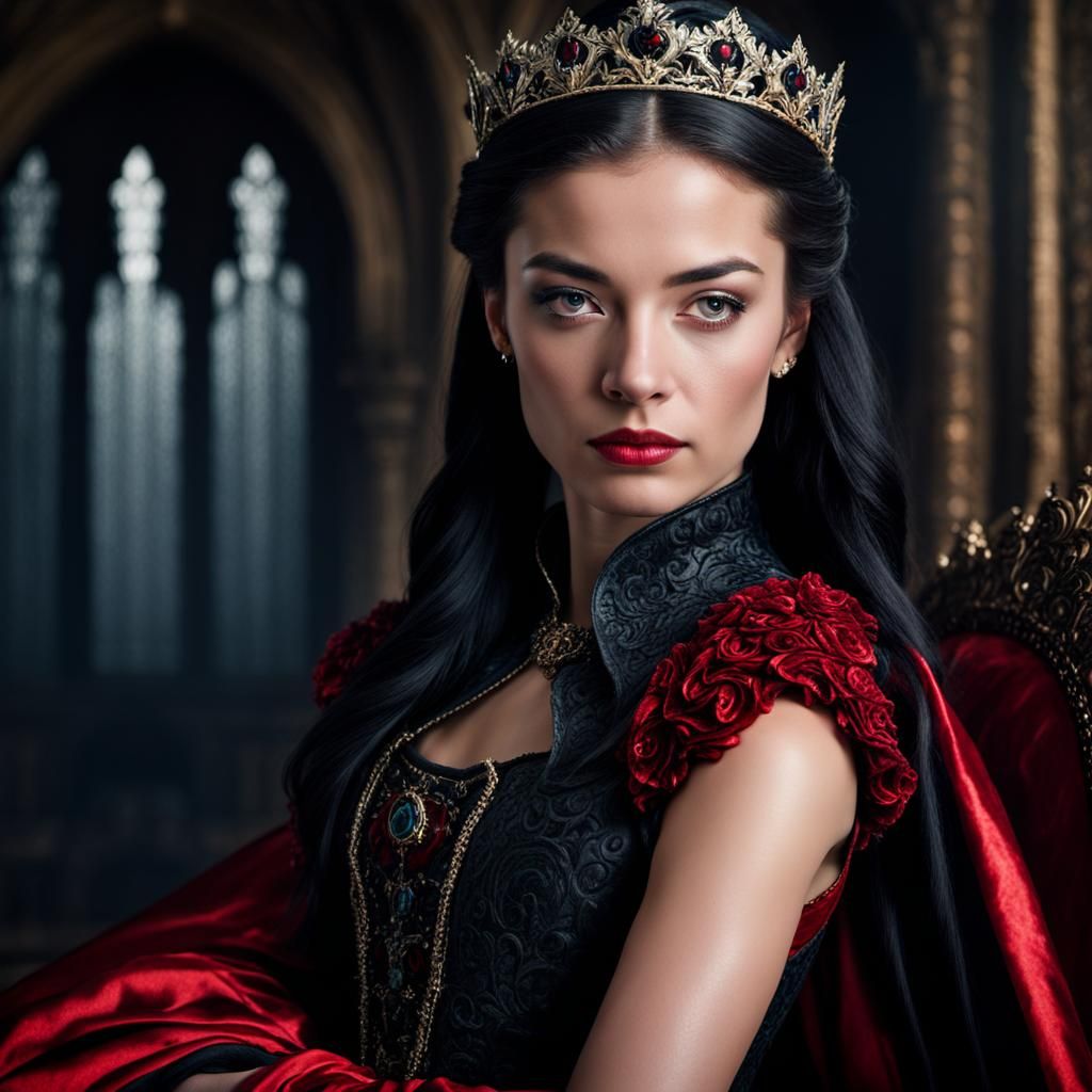 Medieval Princess Portrait in Gothic Throne Room